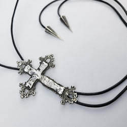 Collection of Baroque Cross String Bolo Tie in a gallery layout