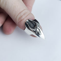 Collection of Demon Skull Stiletto Fake Nail Claw Ring in a gallery layout