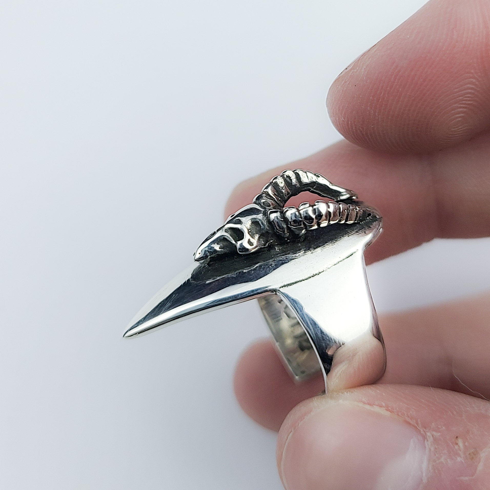 Collection of Demon Skull Stiletto Fake Nail Claw Ring in a gallery layout