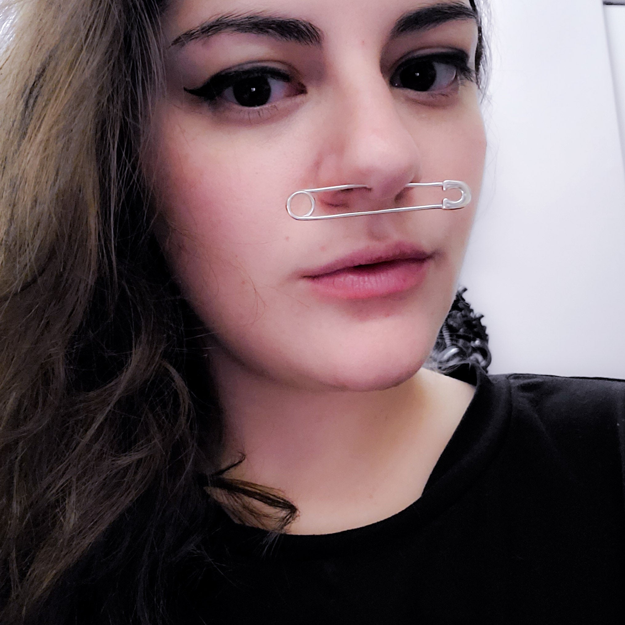 Collection of Bold Cheek Piercing Safety Pin in a gallery layout