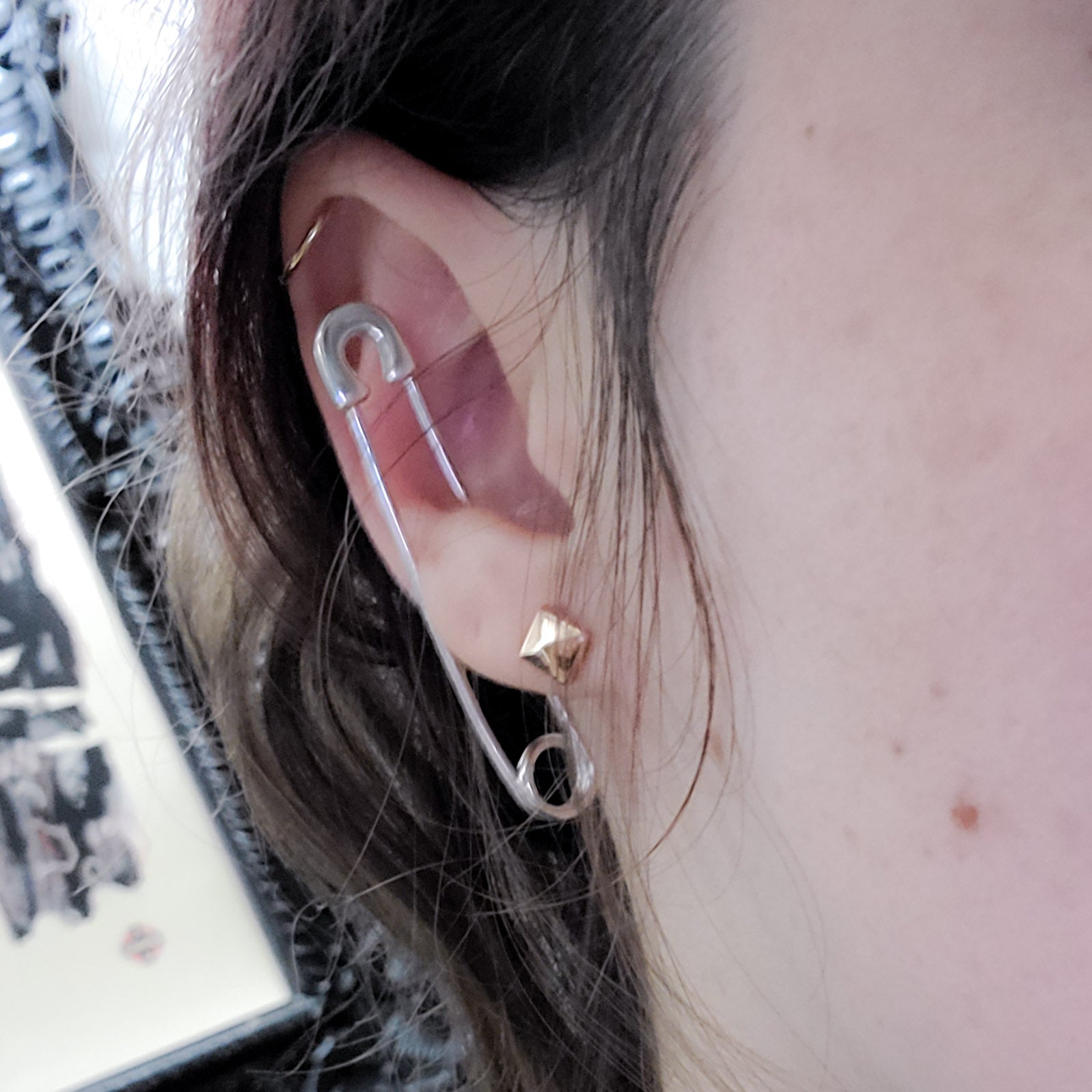 Collection of Bold Cheek Piercing Safety Pin in a gallery layout