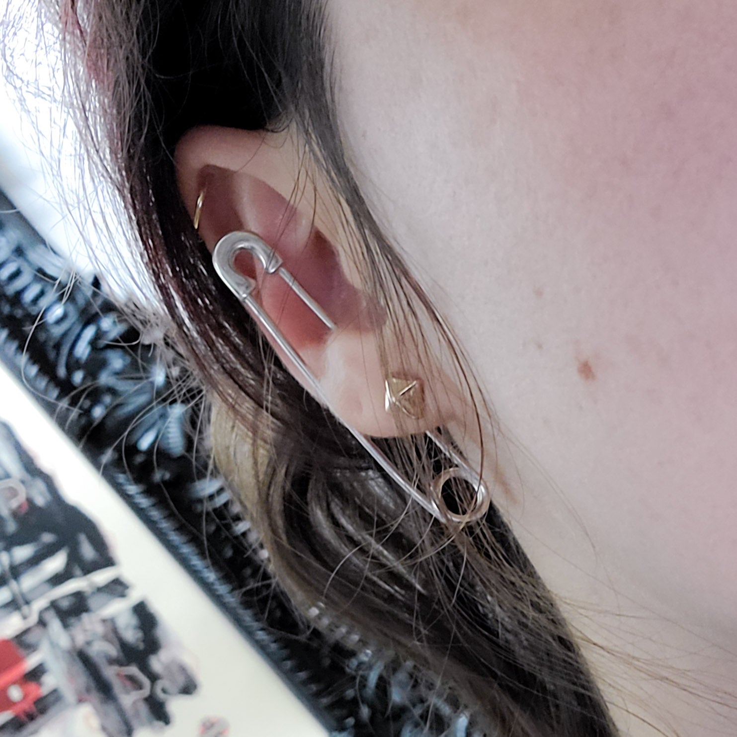 Collection of Bold Cheek Piercing Safety Pin in a gallery layout