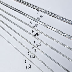 Collection of Wide 4.3mm Faceted Flat Curb Chain Necklace in Sterling Silver in a gallery layout