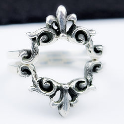 Collection of Silver Big Baroque Curves Lace Stacking Ring in a gallery layout