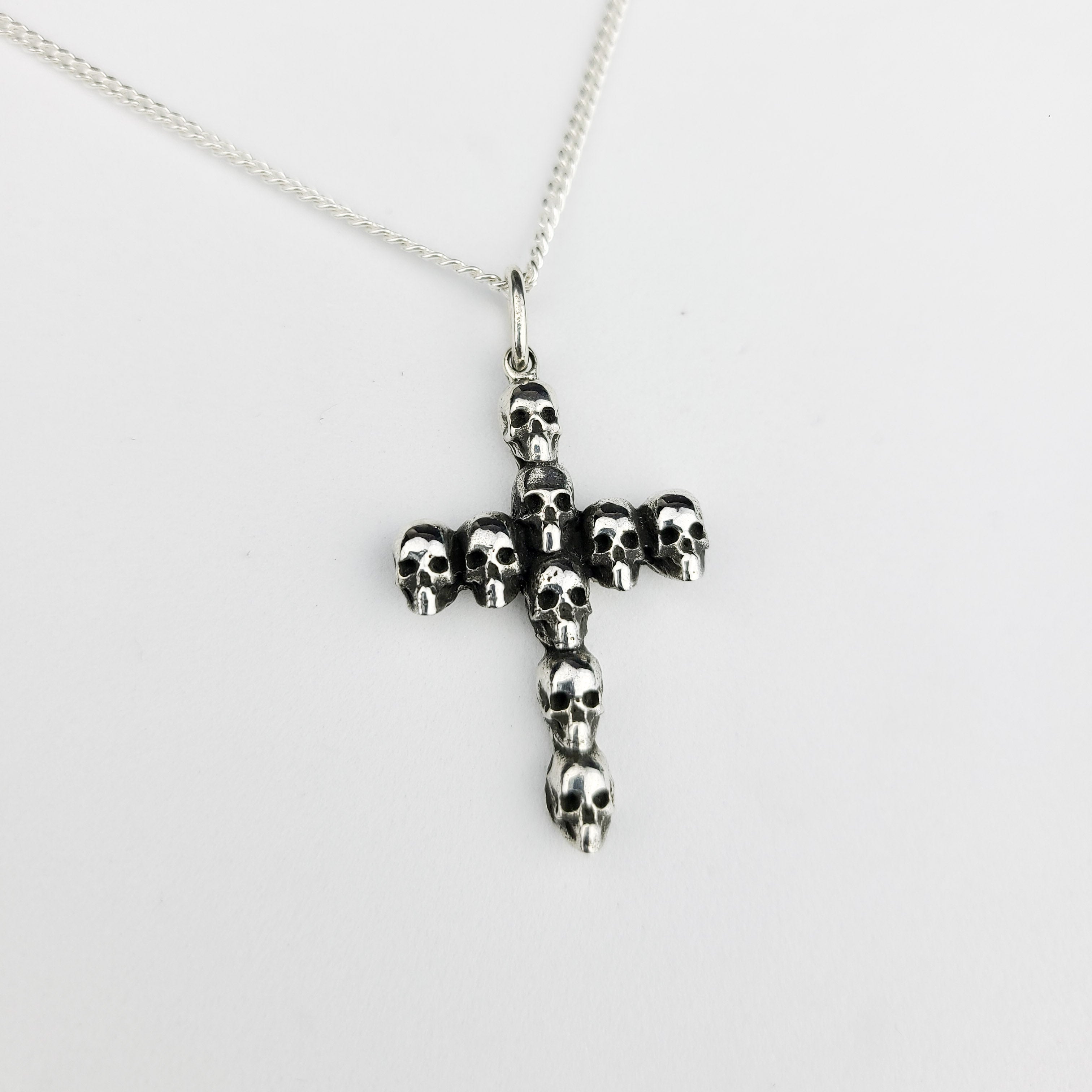 Emo Skull Cross Pendant Necklace