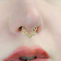 Collection of 10K - 14K Yellow Gold Chain Septum Ring in a gallery layout