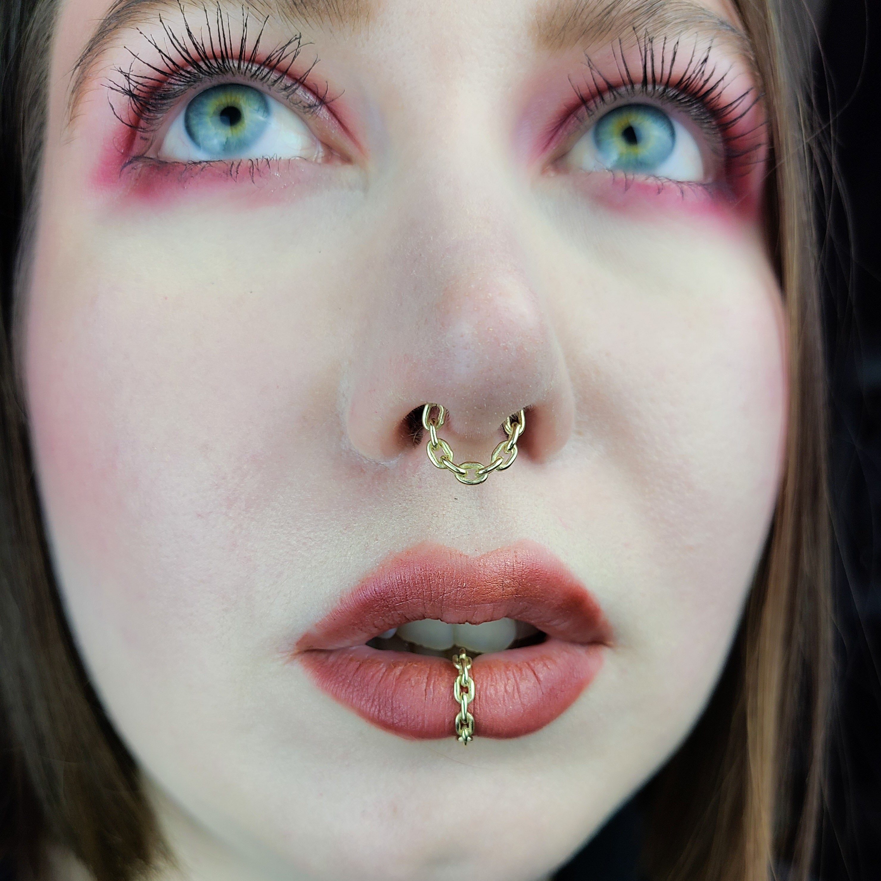 Collection of 10K - 14K Yellow Gold Chain Septum Ring in a gallery layout