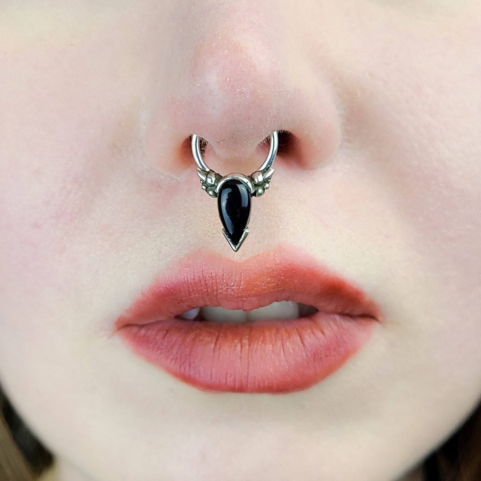 Collection of Black Onyx Tear Drop Magical Girl Septum in a gallery layout