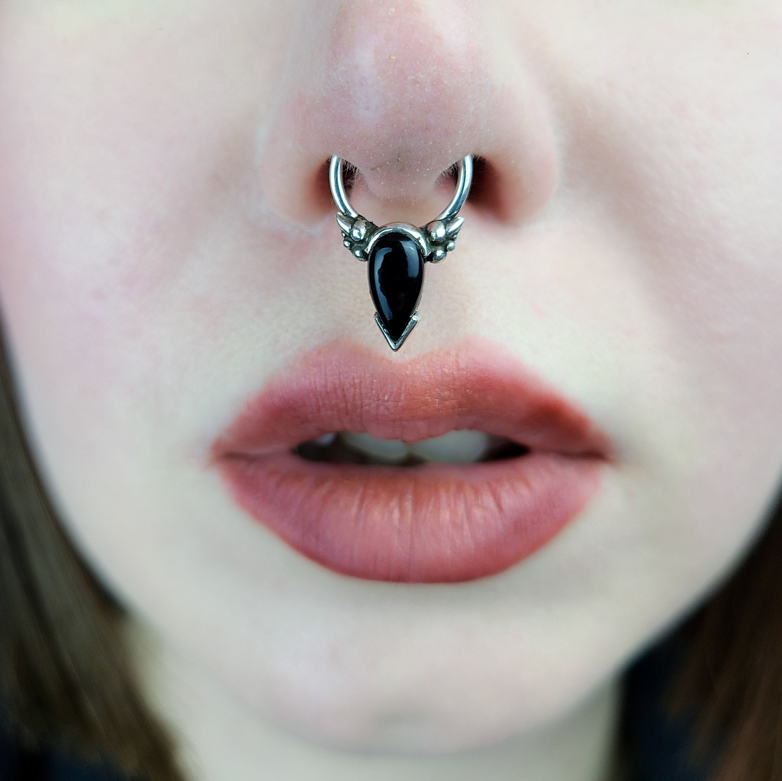 Collection of Black Onyx Tear Drop Magical Girl Septum in a gallery layout