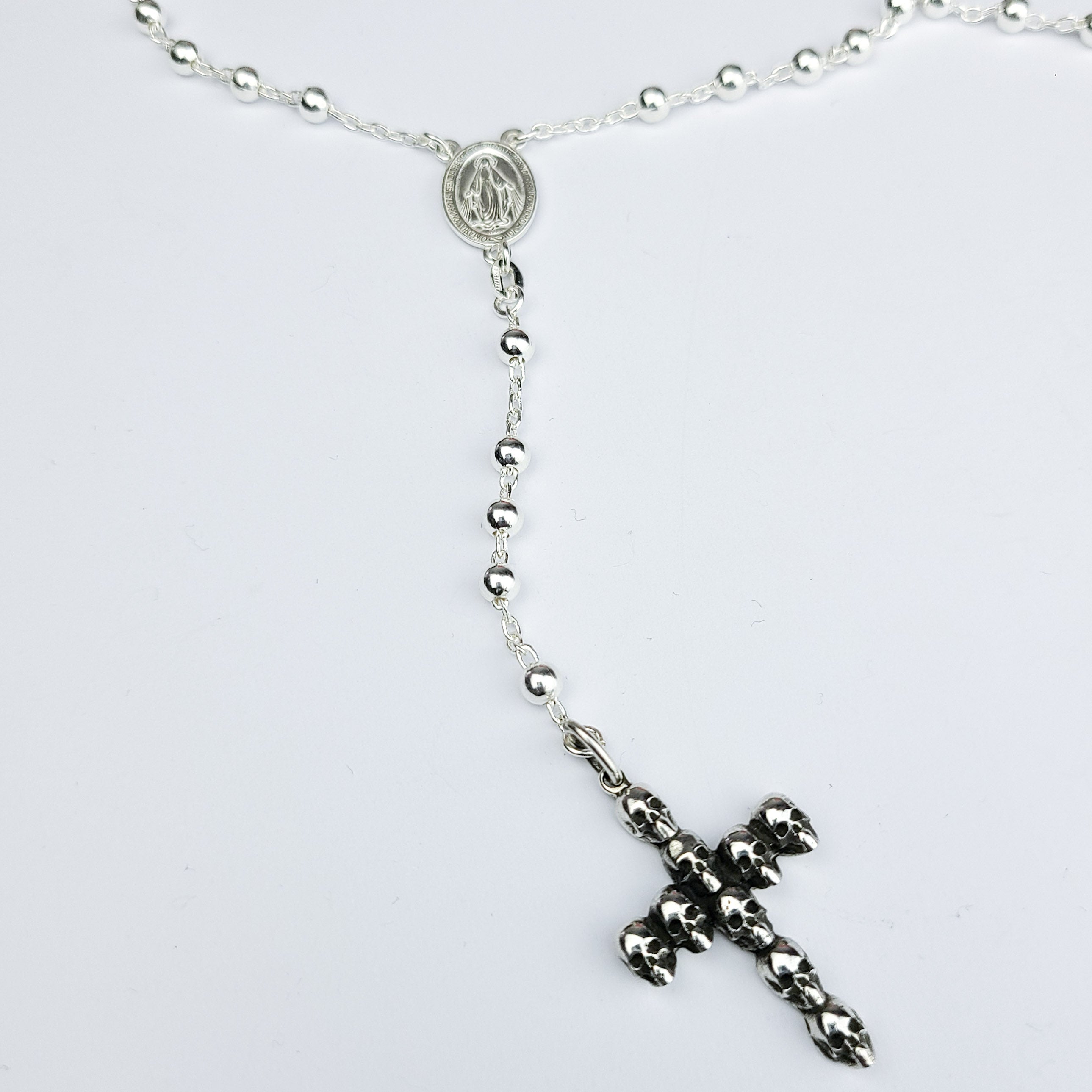 Collection of 4mm Rosary Prayer Bead Necklace in a gallery layout