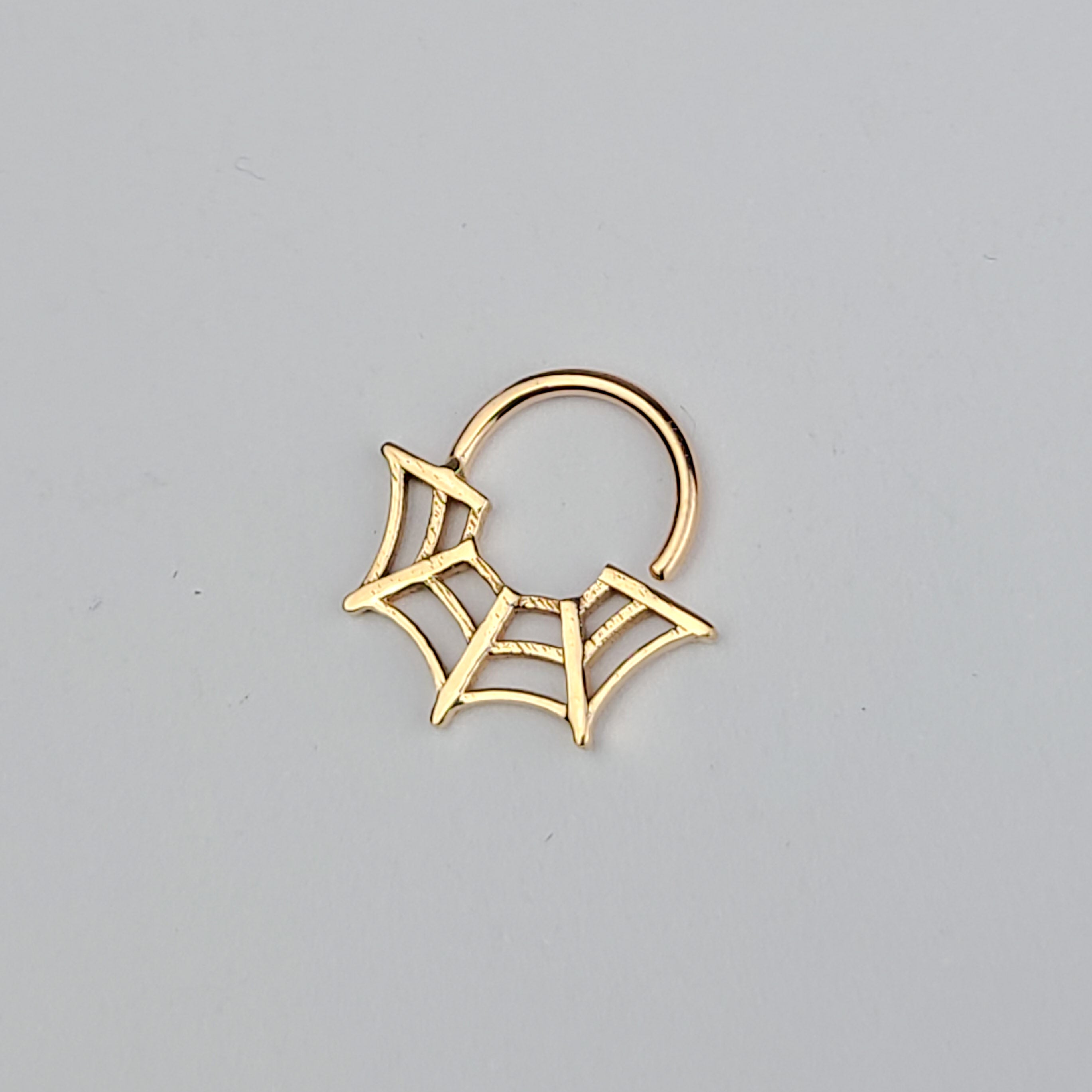 Collection of 10K - 14K Rose Gold Spider Web Halloween Septum Nose Ring in a gallery layout