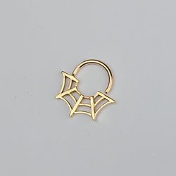 Collection of 10K - 14K Rose Gold Spider Web Halloween Septum Nose Ring in a gallery layout