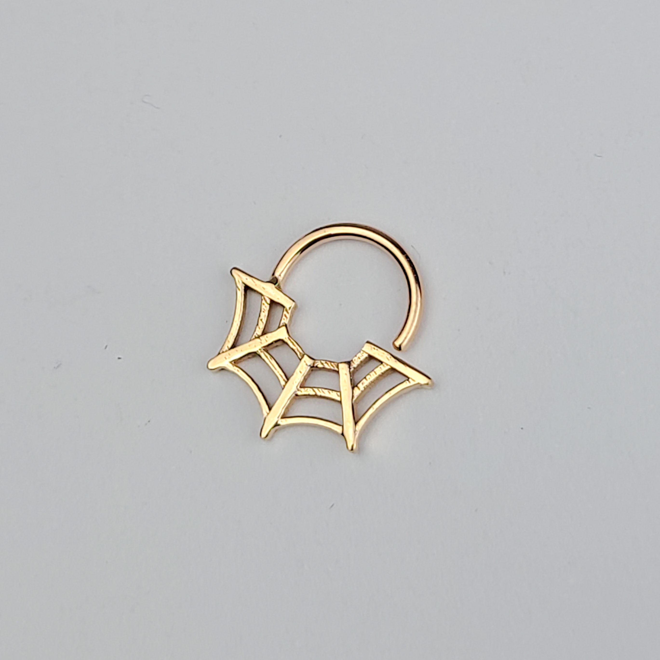 10K - 14K Rose Gold Spider Web Halloween Septum Nose Ring