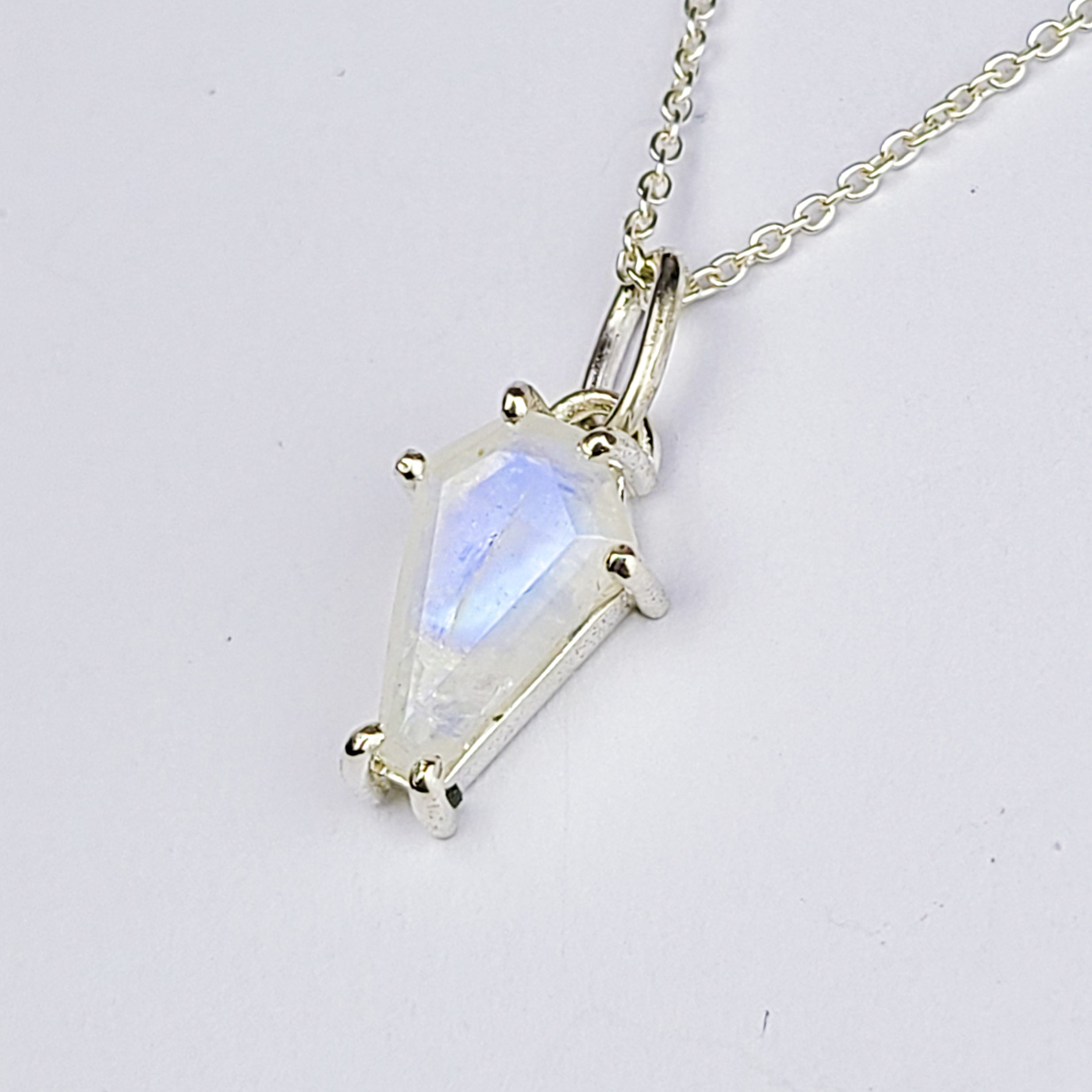 Collection of Rainbow Moonstone Coffin Necklace Pendant (8x13) in a gallery layout