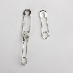 Collection of Safety Pins Asymetric Earrings in a gallery layout