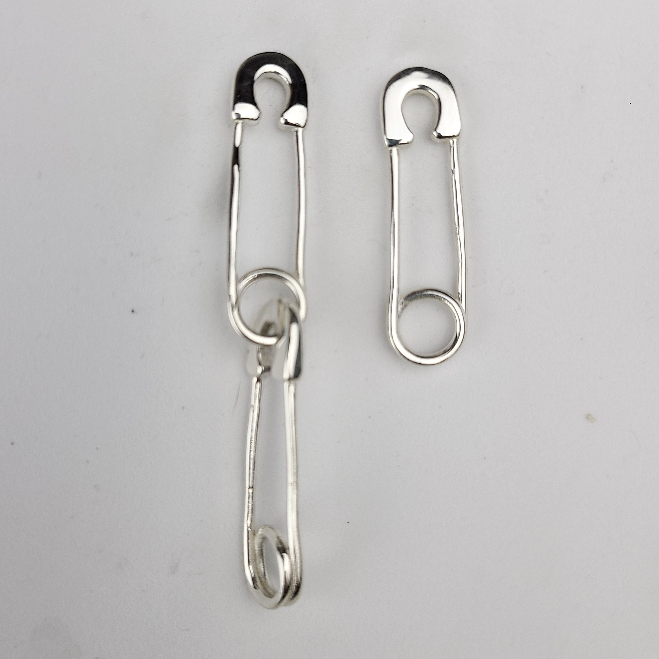 Safety Pins Asymetric Earrings