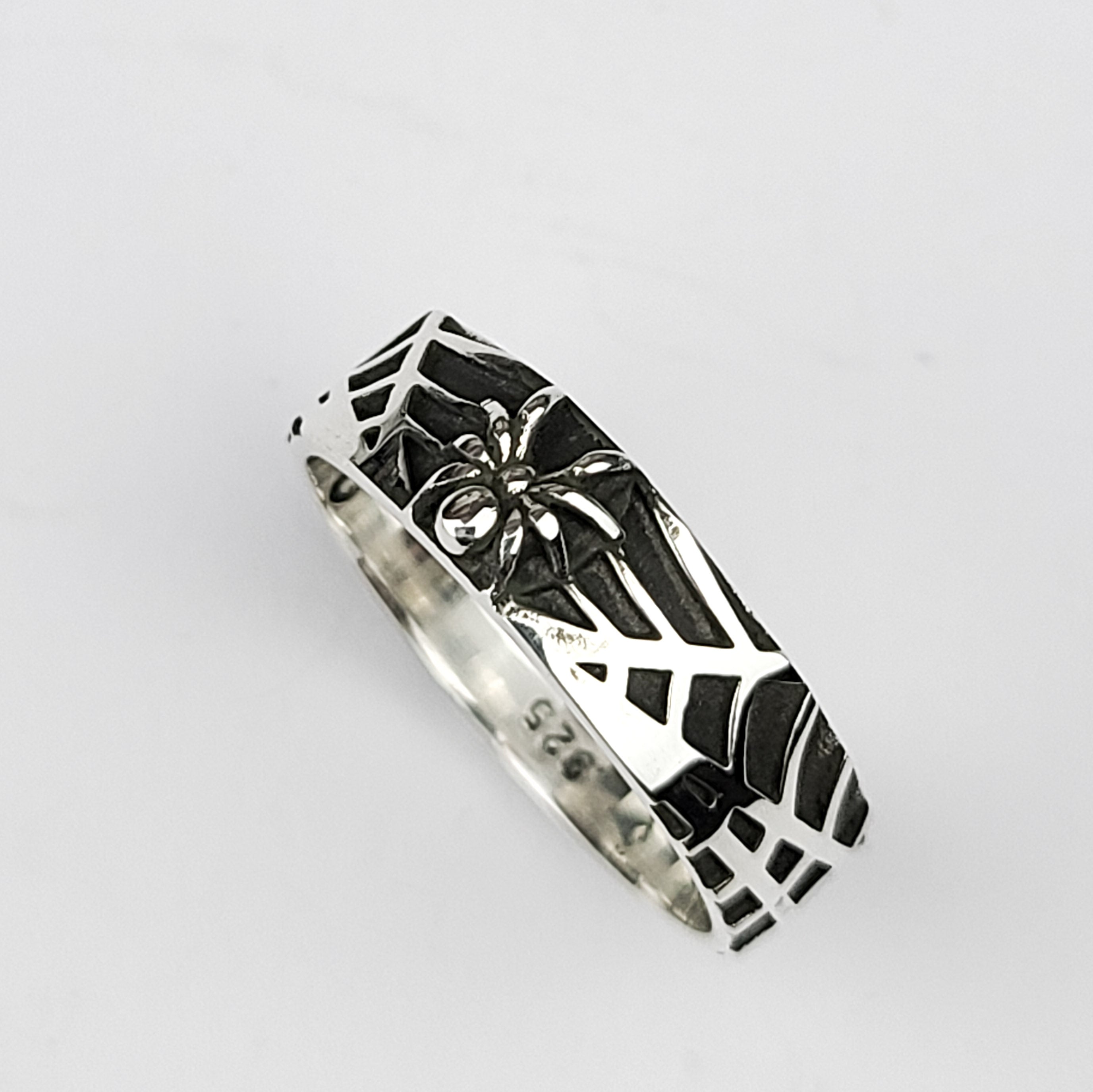 Collection of Spider and Spider Web Ring Band in a gallery layout