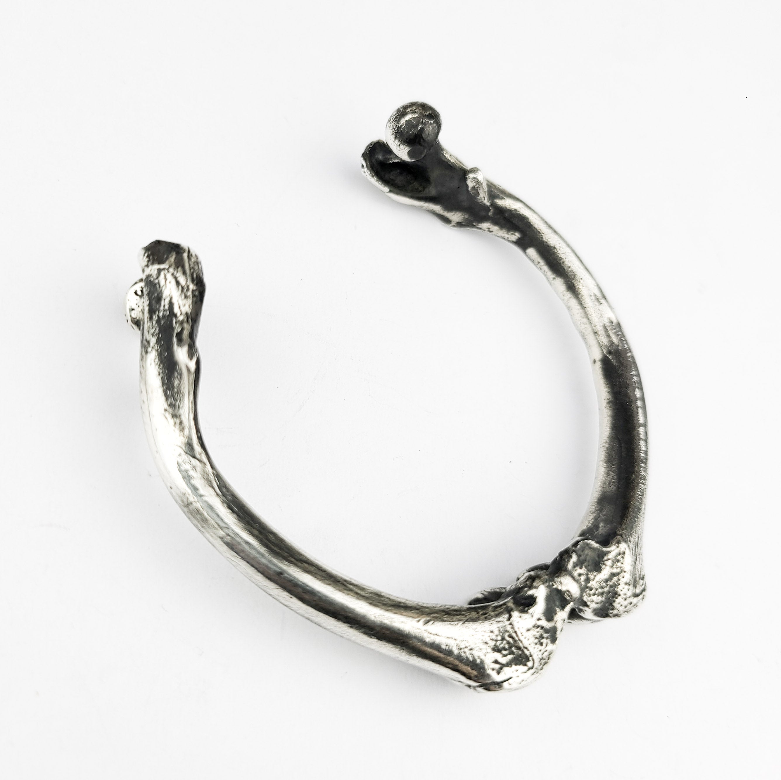 Collection of Heavy Sterling Silver Bone Bangle Bracelet, Massive Mens Cuff in a gallery layout