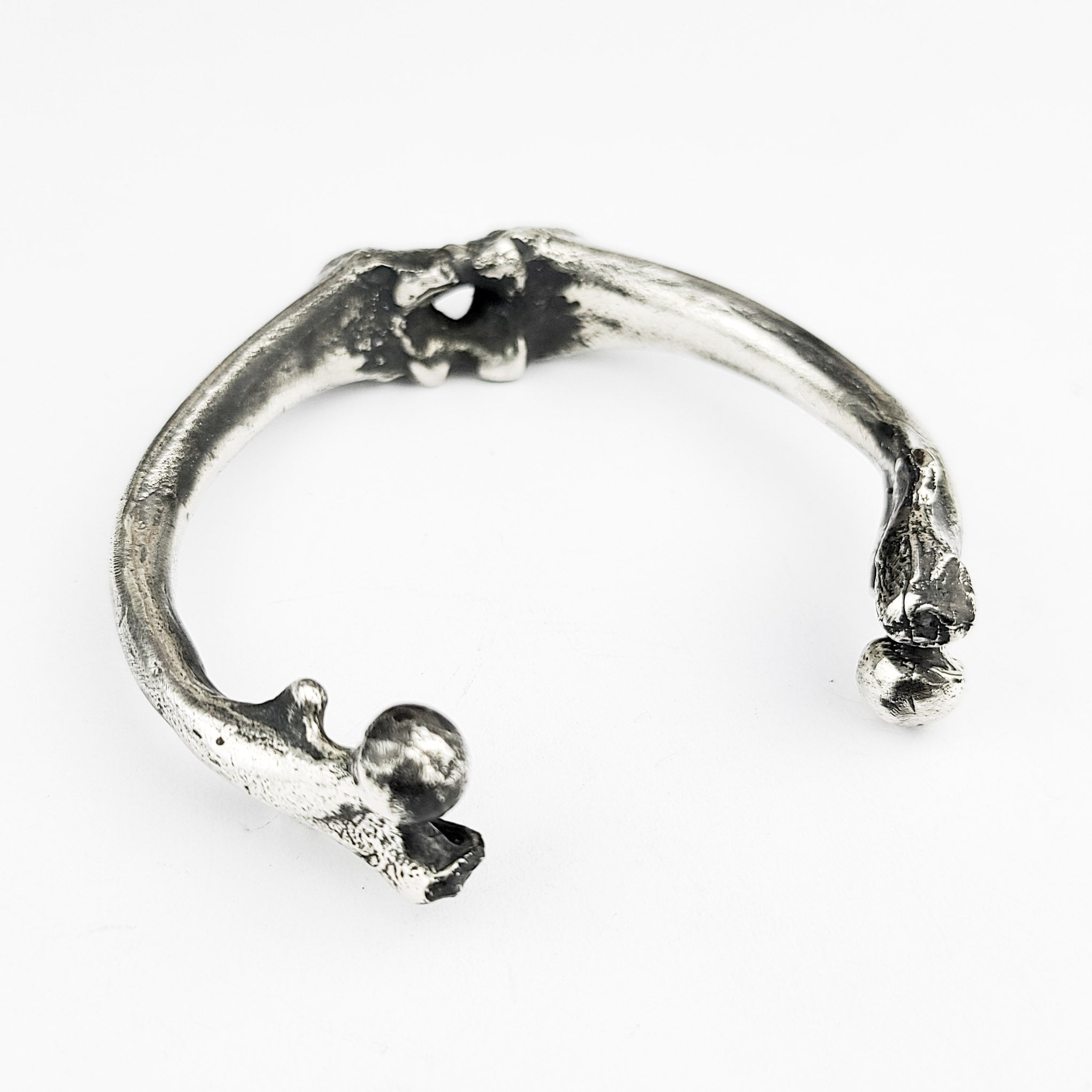 Collection of Heavy Sterling Silver Bone Bangle Bracelet, Massive Mens Cuff in a gallery layout