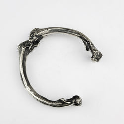 Collection of Heavy Sterling Silver Bone Bangle Bracelet, Massive Mens Cuff in a gallery layout