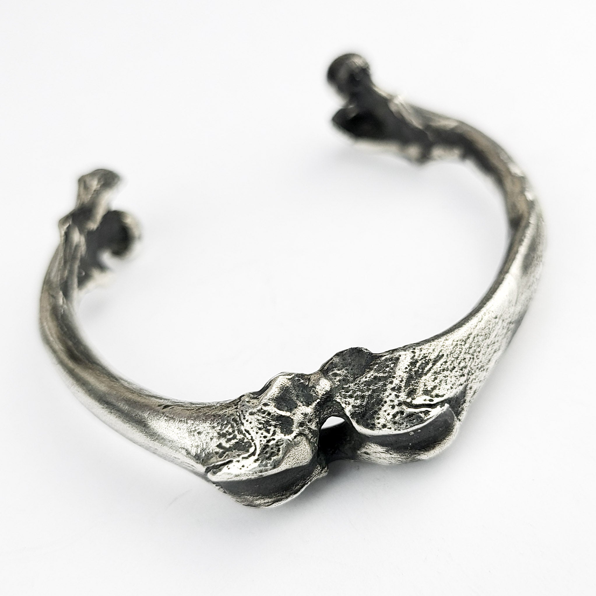 Collection of Heavy Sterling Silver Bone Bangle Bracelet, Massive Mens Cuff in a gallery layout