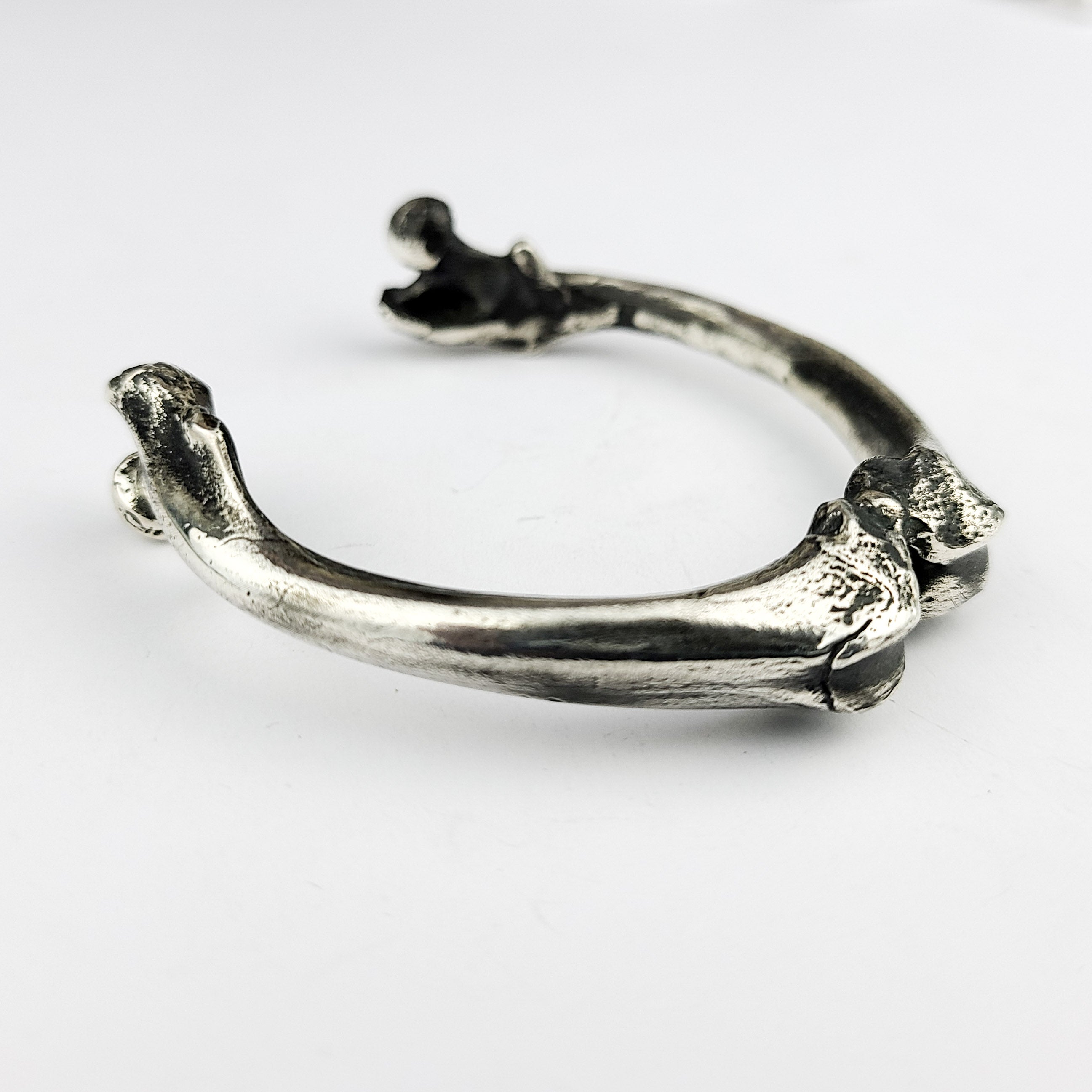 Collection of Heavy Sterling Silver Bone Bangle Bracelet, Massive Mens Cuff in a gallery layout