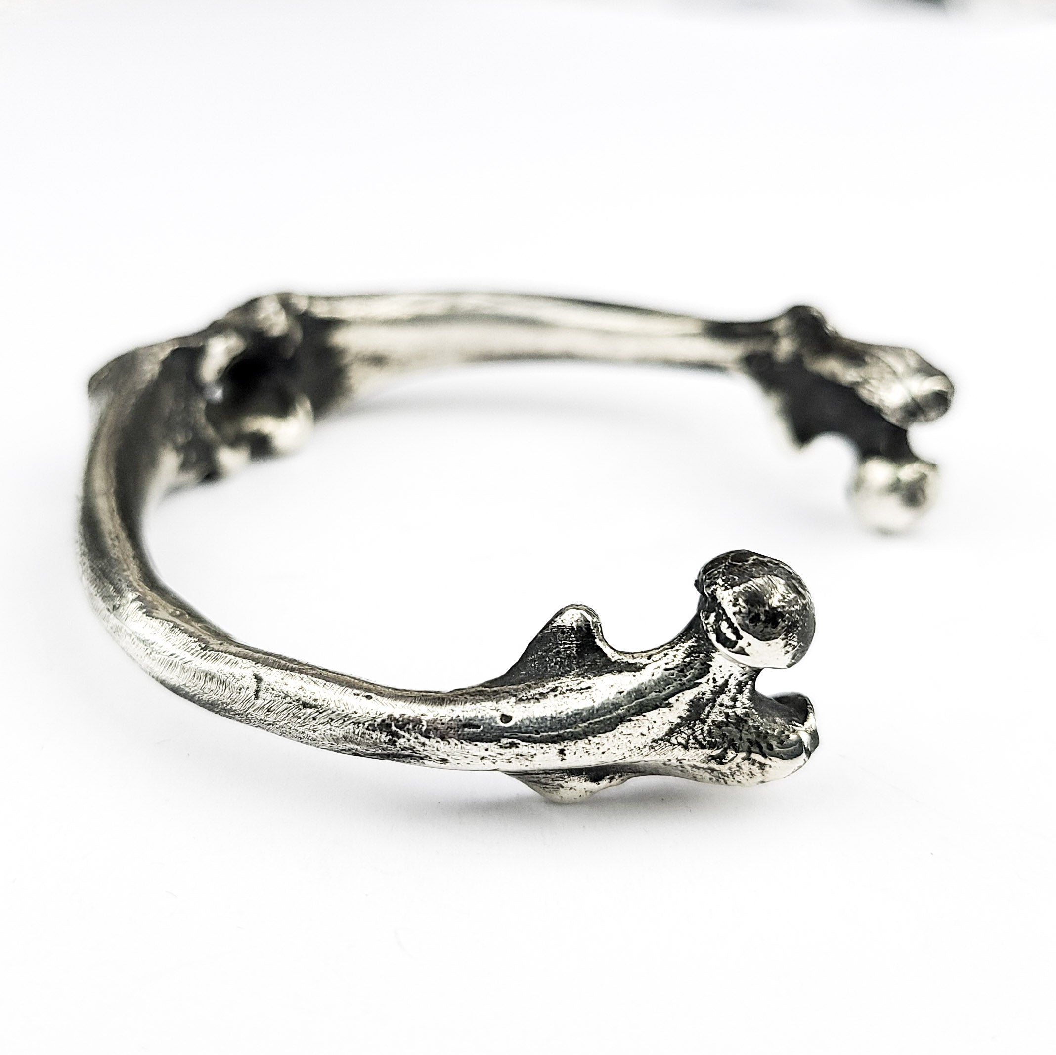 Collection of Heavy Sterling Silver Bone Bangle Bracelet, Massive Mens Cuff in a gallery layout