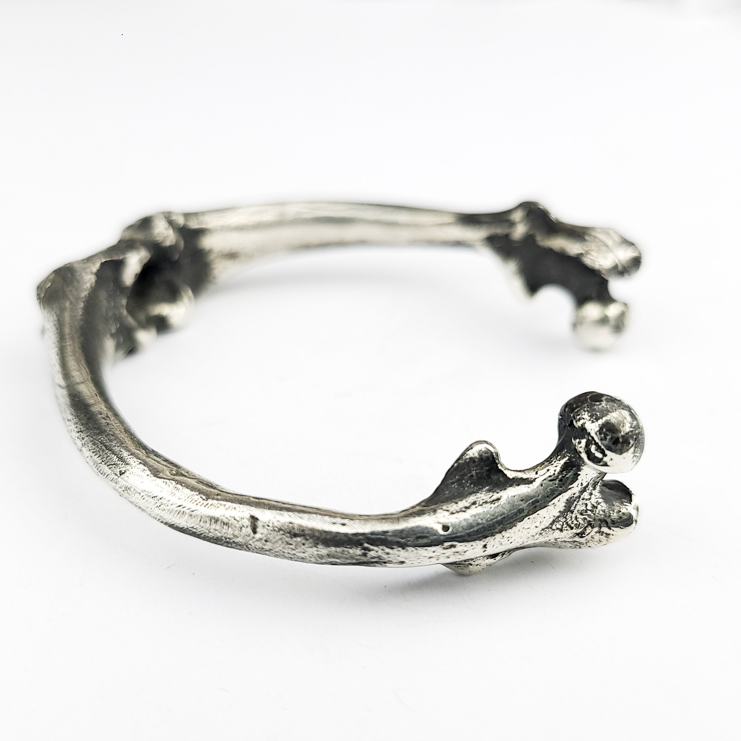 Collection of Heavy Sterling Silver Bone Bangle Bracelet, Massive Mens Cuff in a gallery layout