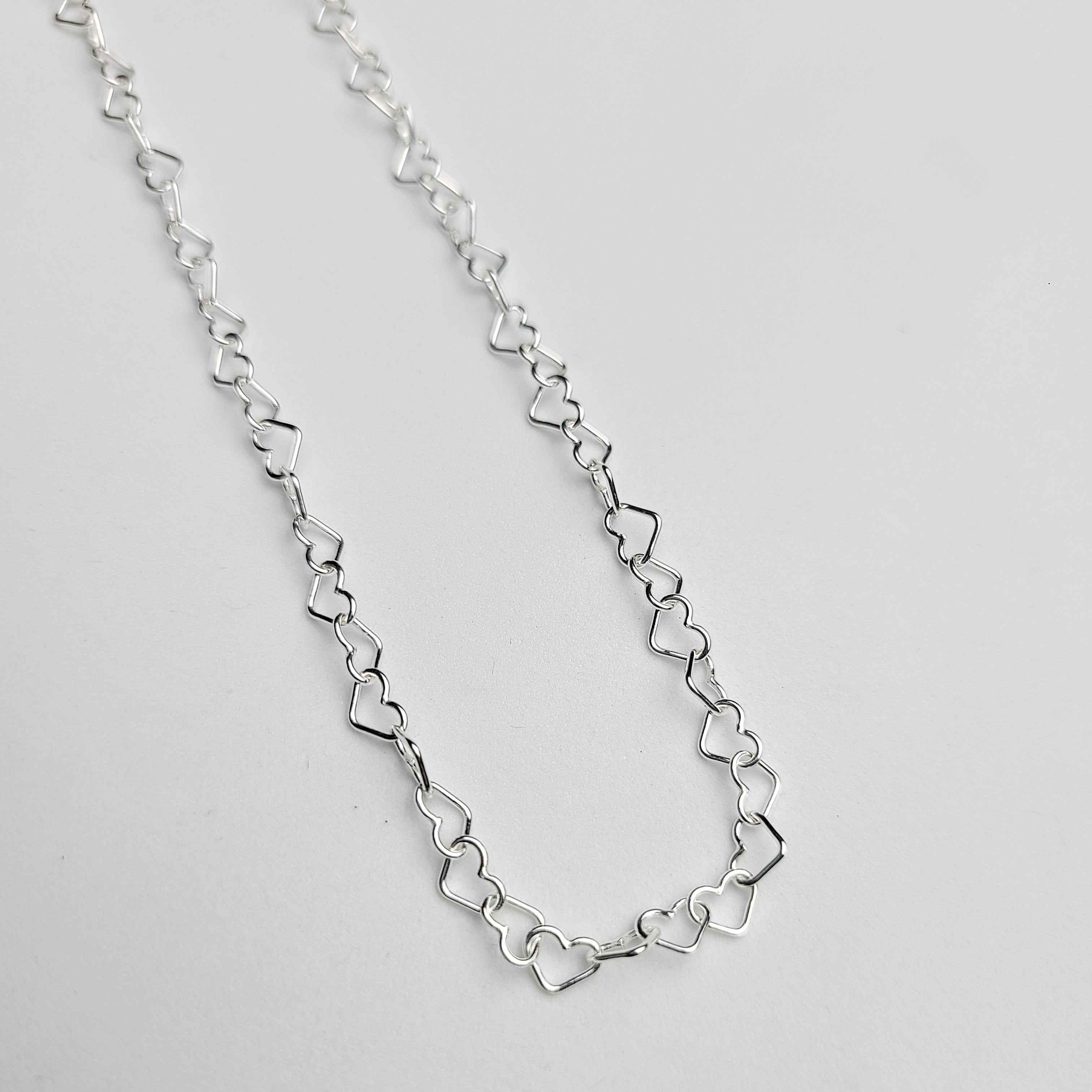 Collection of Tiny Heart Chain, Sterling Silver Heart Necklace in a gallery layout