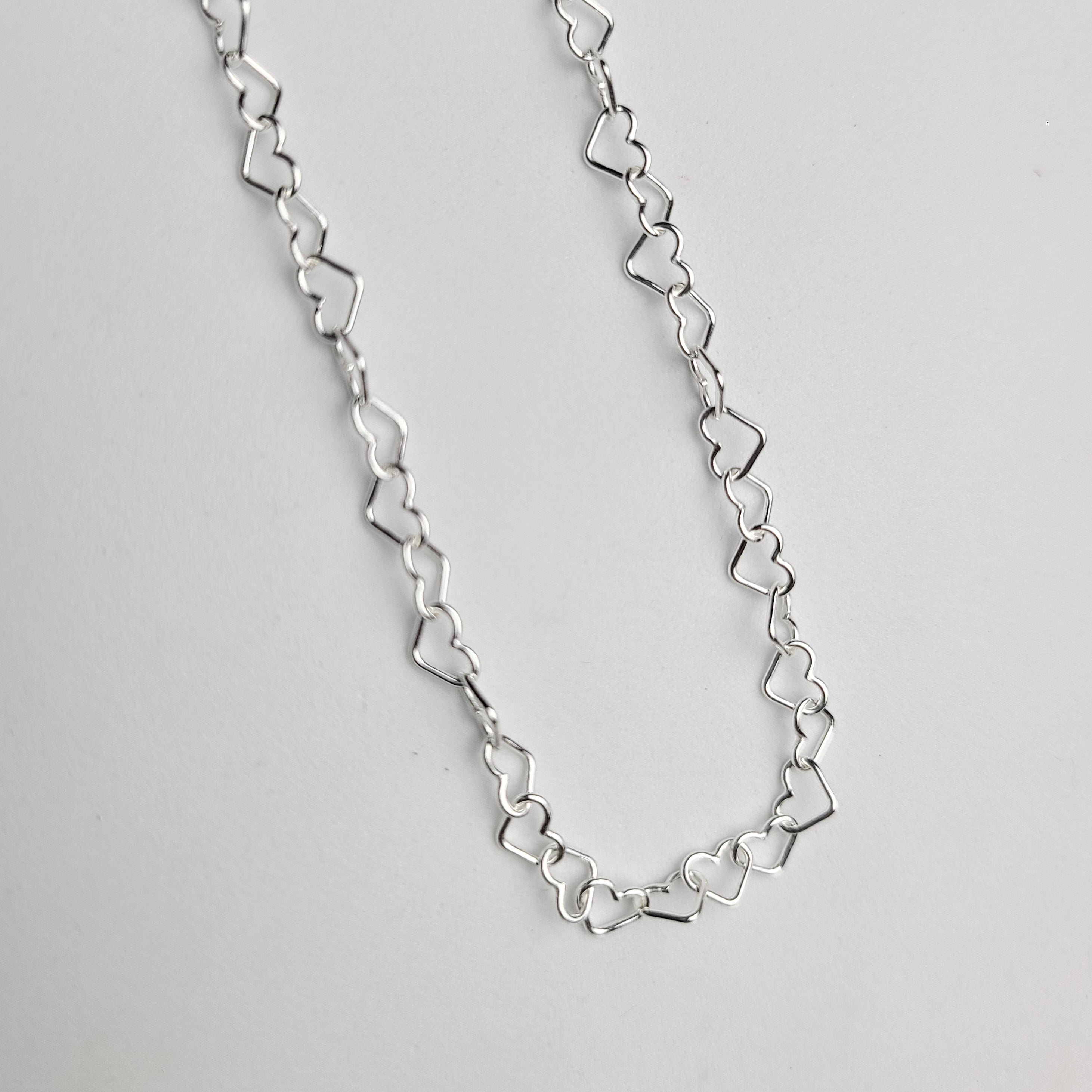 Collection of Tiny Heart Chain, Sterling Silver Heart Necklace in a gallery layout