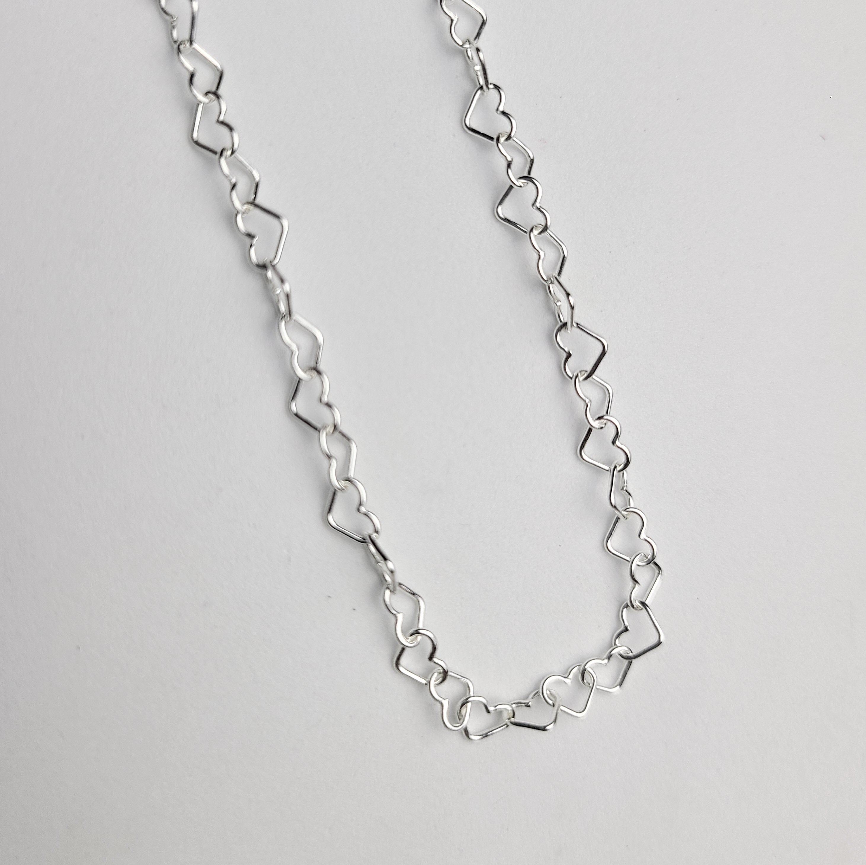Tiny Heart Chain, Sterling Silver Heart Necklace