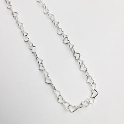 Collection of Tiny Heart Chain, Sterling Silver Heart Necklace in a gallery layout