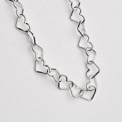 Collection of Tiny Heart Chain, Sterling Silver Heart Necklace in a gallery layout