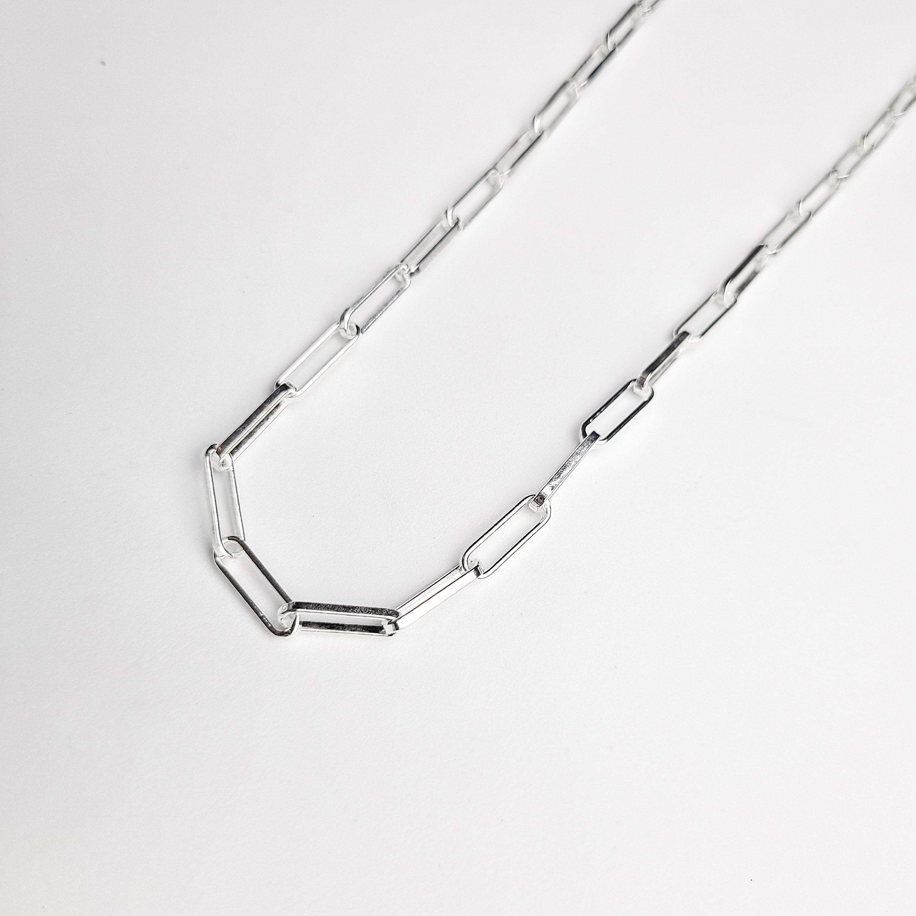 Collection of Sterling Silver Paperclip Chain in a gallery layout