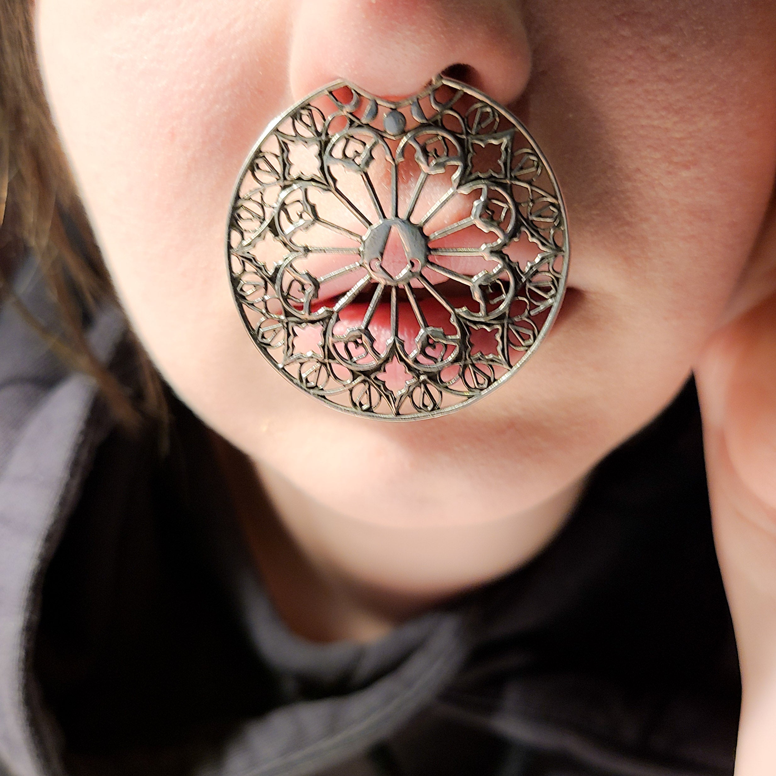 Collection of Oversized Moon Phase Cathedral Septum Piercing in a gallery layout