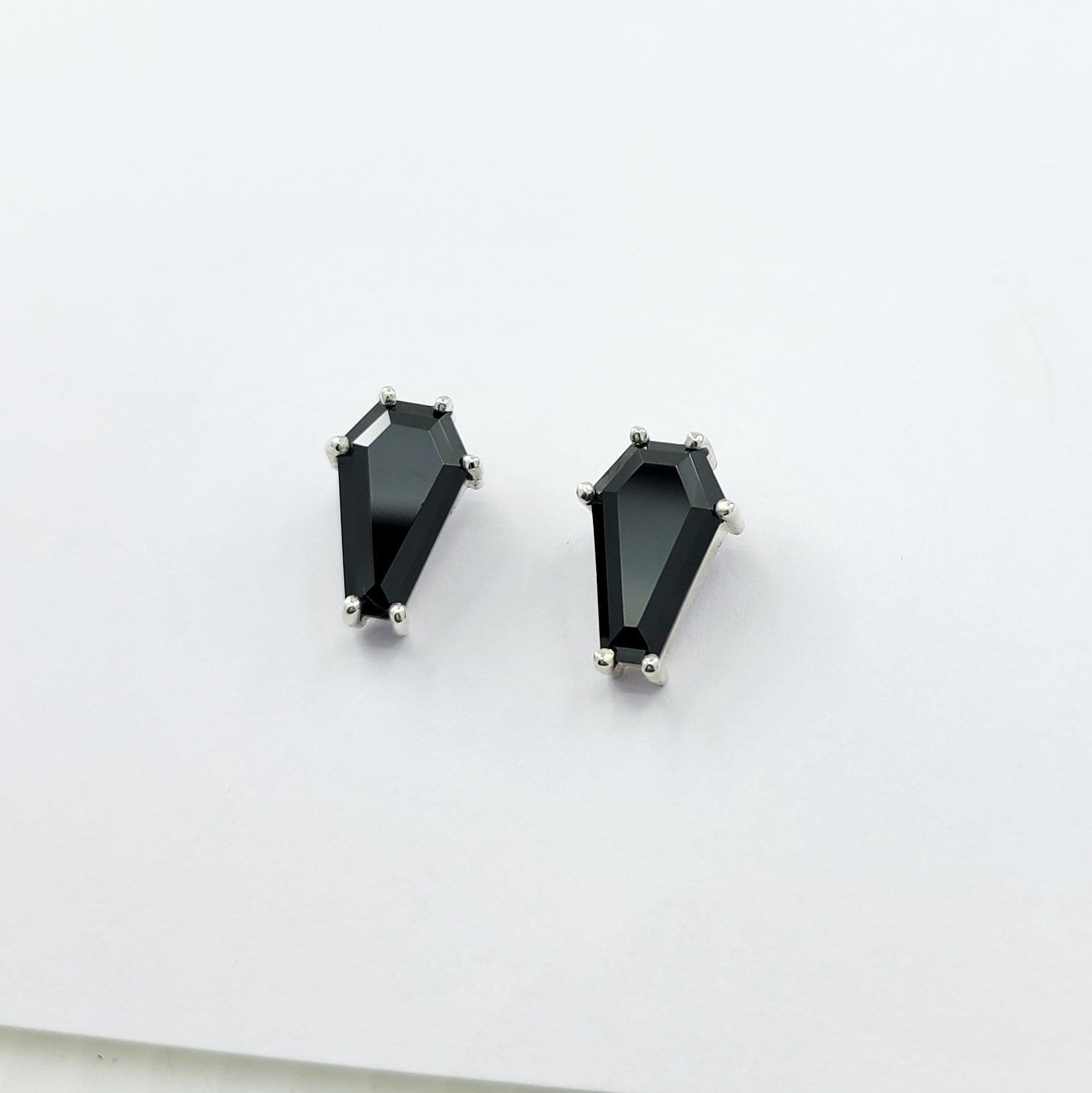 Collection of Big Black Coffin Stud Earrings (8x13) in a gallery layout