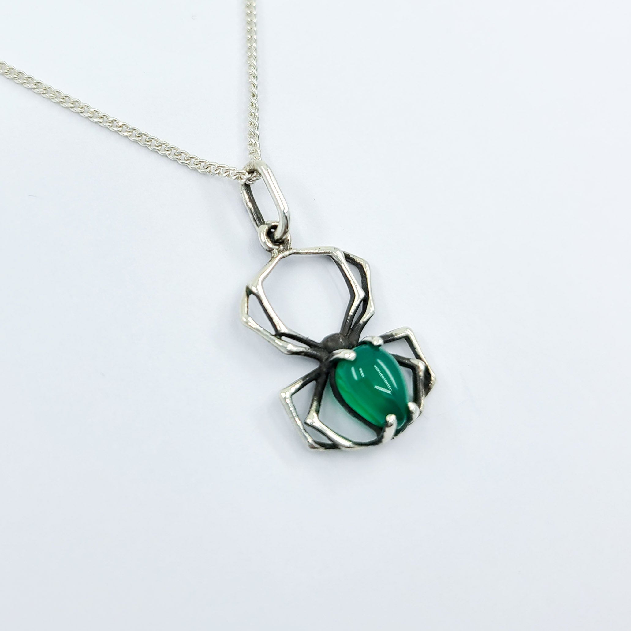 Glowing Green Onyx Spider Pendant