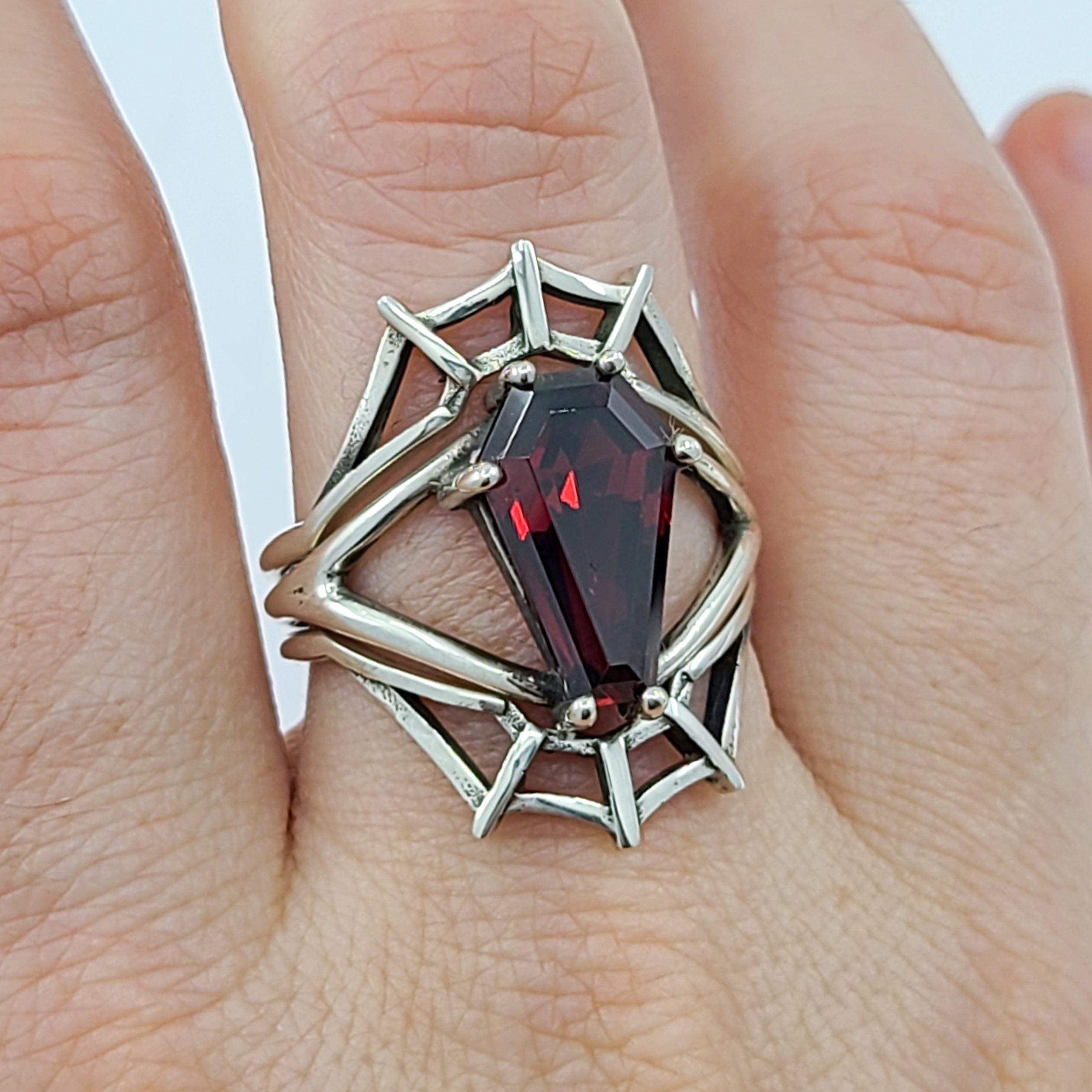 Collection of Stackable Spider Web Crown Ring, Engagement Ring in a gallery layout