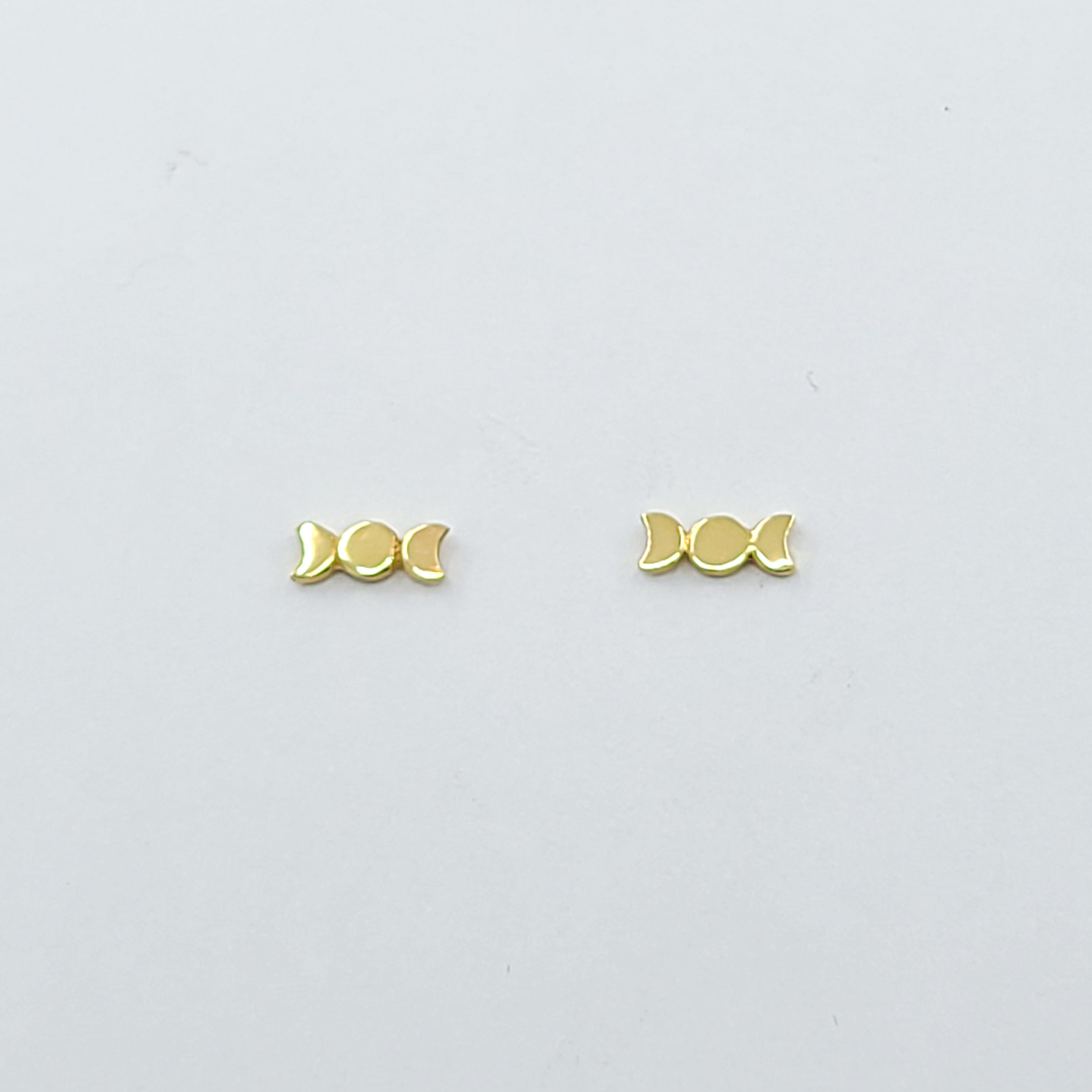 Collection of Small 10K - 14K Yellow Gold Moon Phase Earrings in a gallery layout