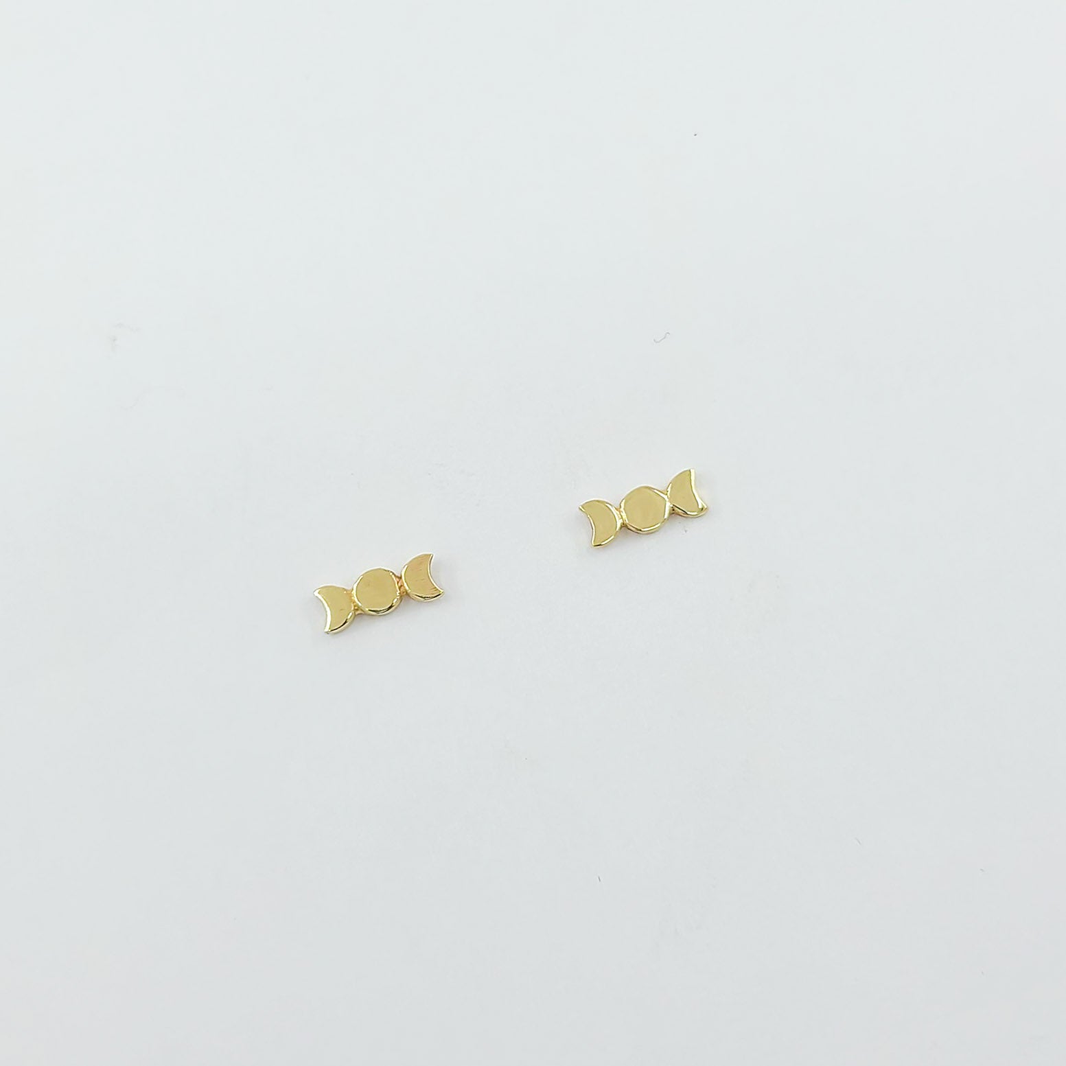 Collection of Small 10K - 14K Yellow Gold Moon Phase Earrings in a gallery layout