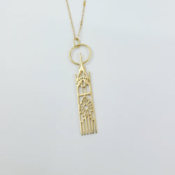 Collection of 10K 14K Yellow Gold Moon Cathedral Pendant in a gallery layout