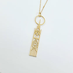 Collection of 10K 14K Yellow Gold Moon Cathedral Pendant in a gallery layout