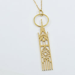 Collection of 10K 14K Yellow Gold Moon Cathedral Pendant in a gallery layout