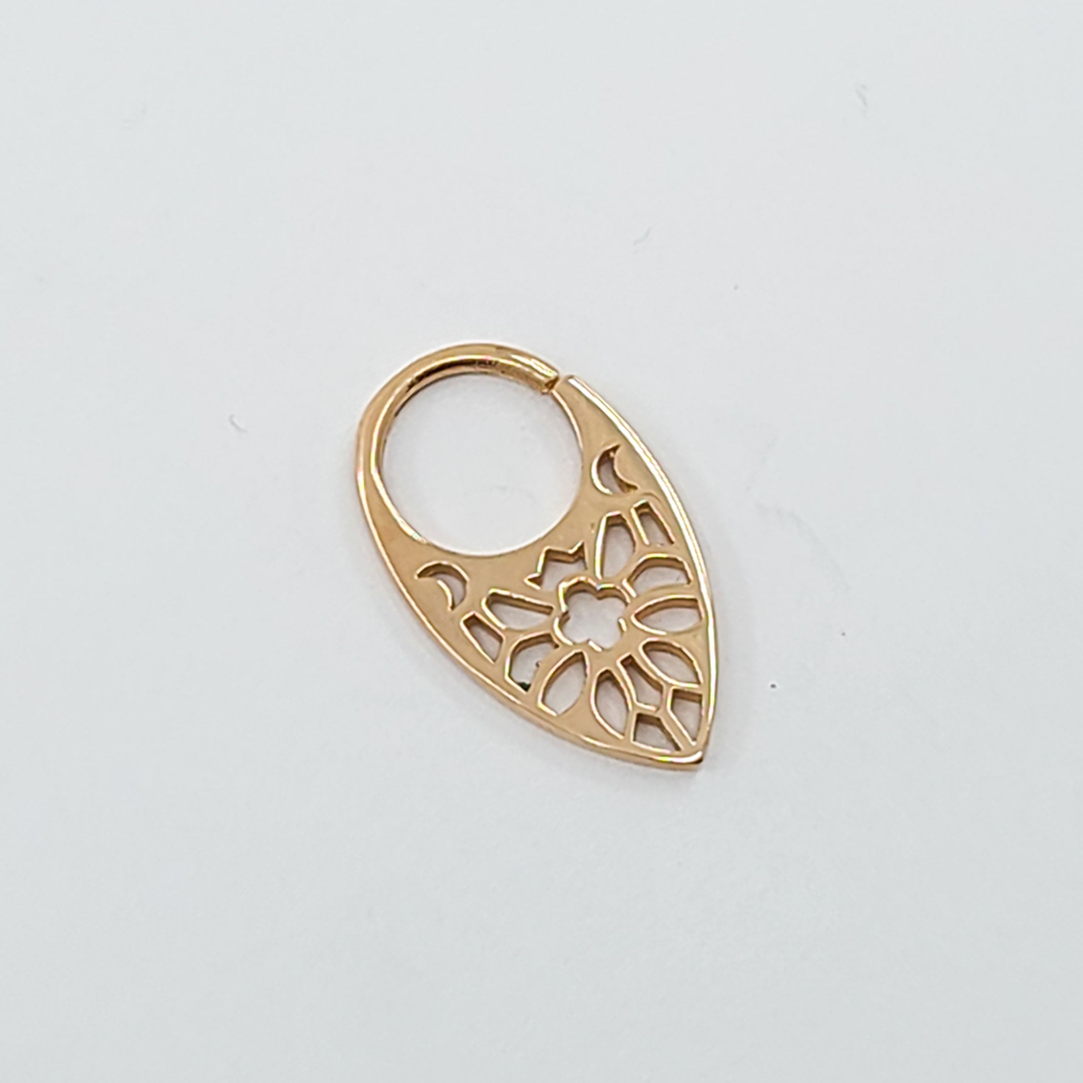 10K 14K Rose Gold Moon Phase Septum, Stained Glass