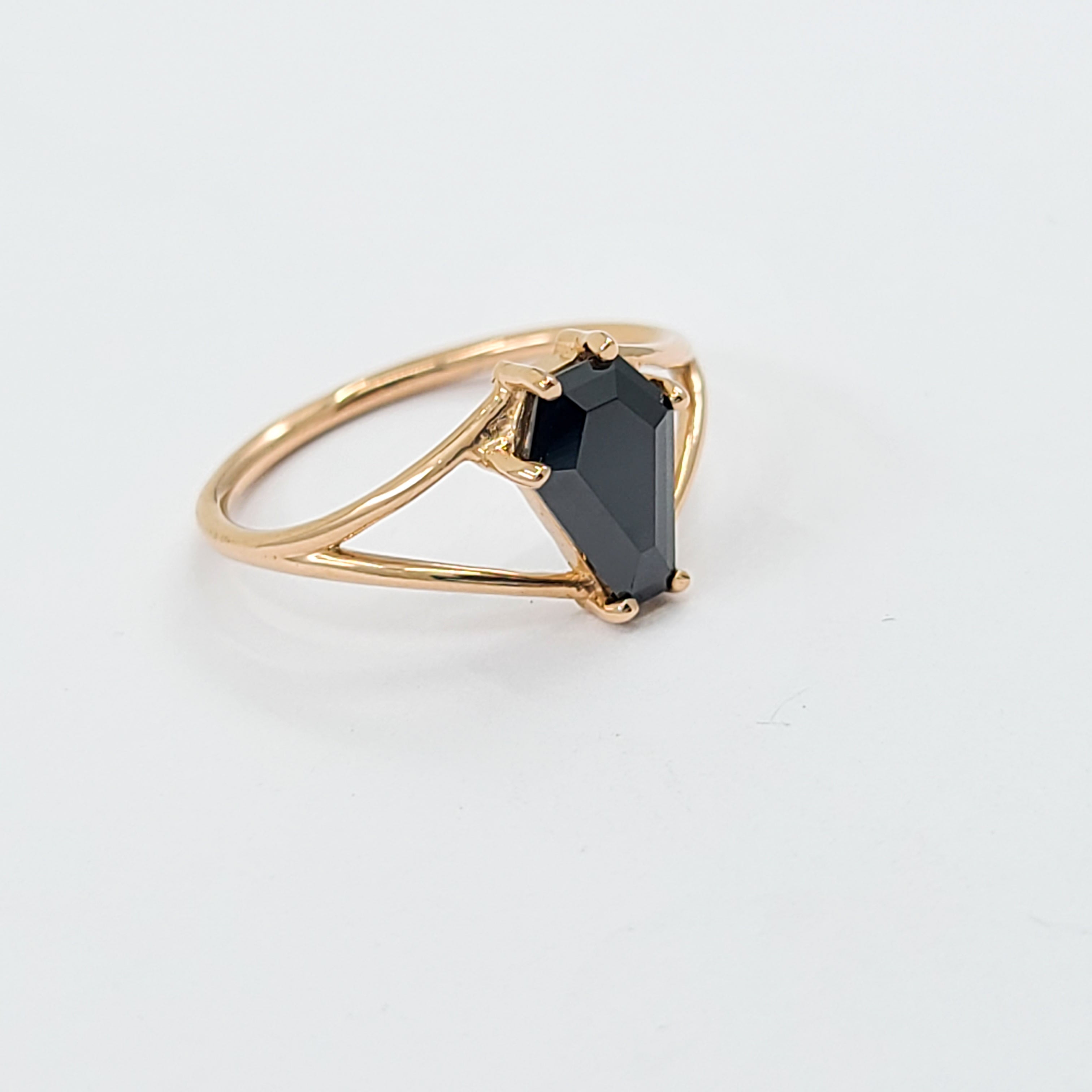 Black Coffin Rose Gold Engagement Ring (6x9)