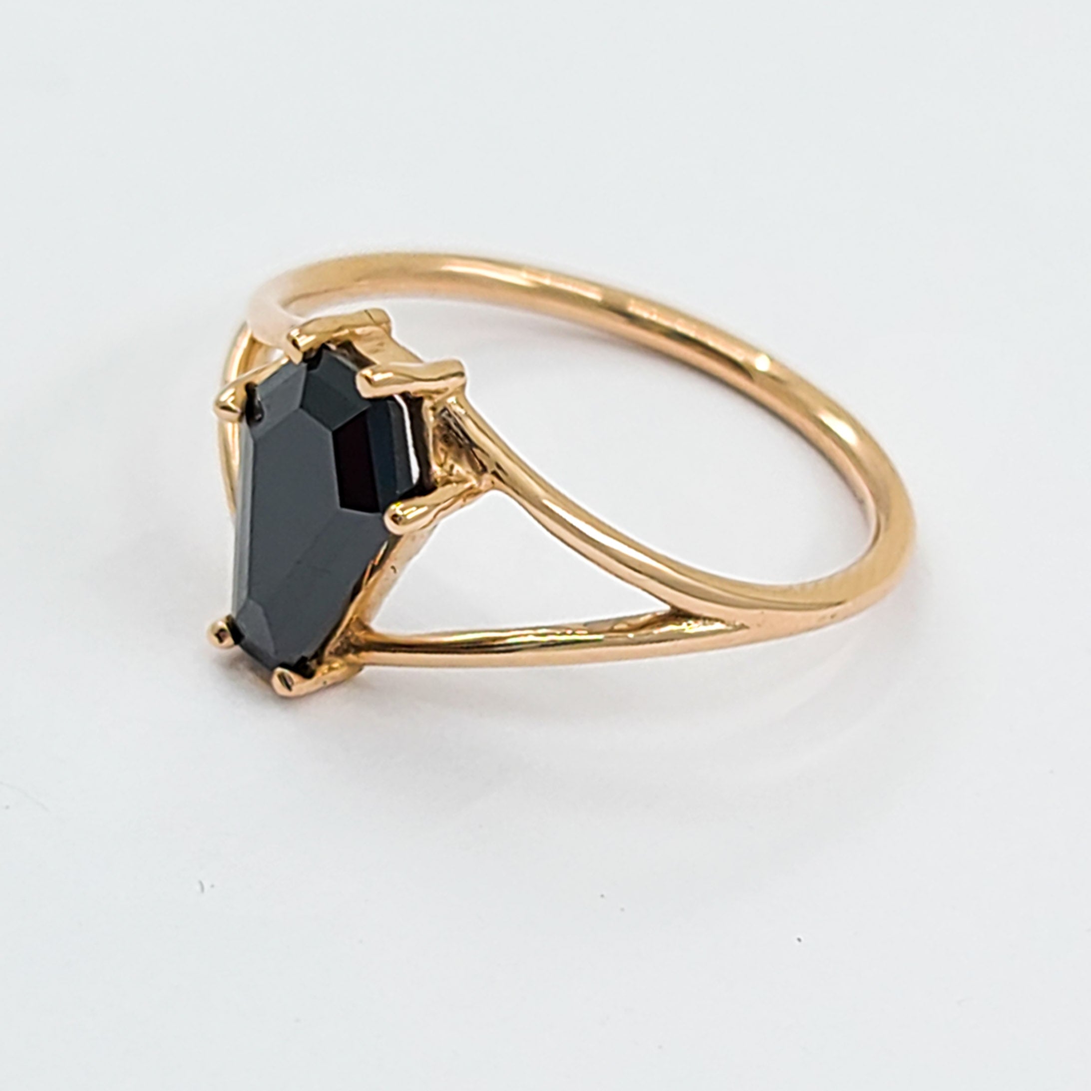 Collection of Black Coffin Rose Gold Engagement Ring (6x9) in a gallery layout