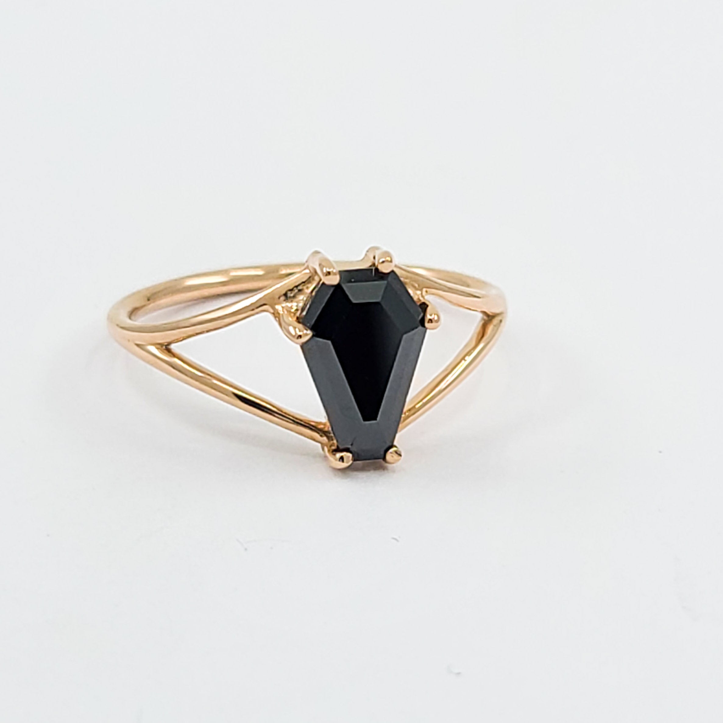 Collection of Black Coffin Rose Gold Engagement Ring (6x9) in a gallery layout