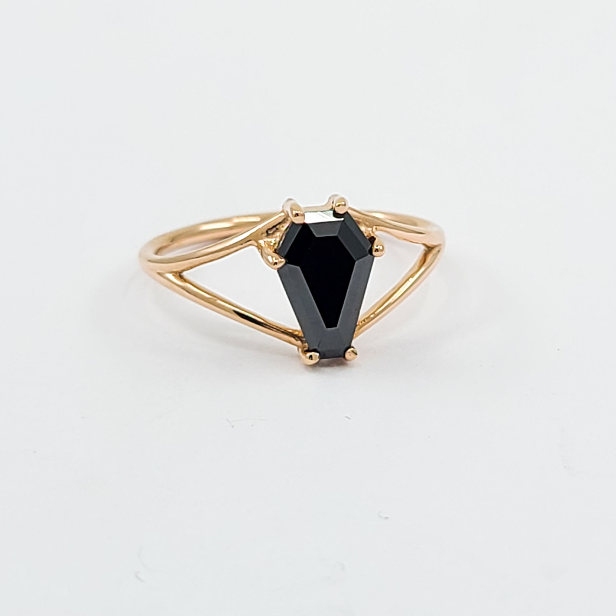 Collection of Black Coffin Rose Gold Engagement Ring (6x9) in a gallery layout