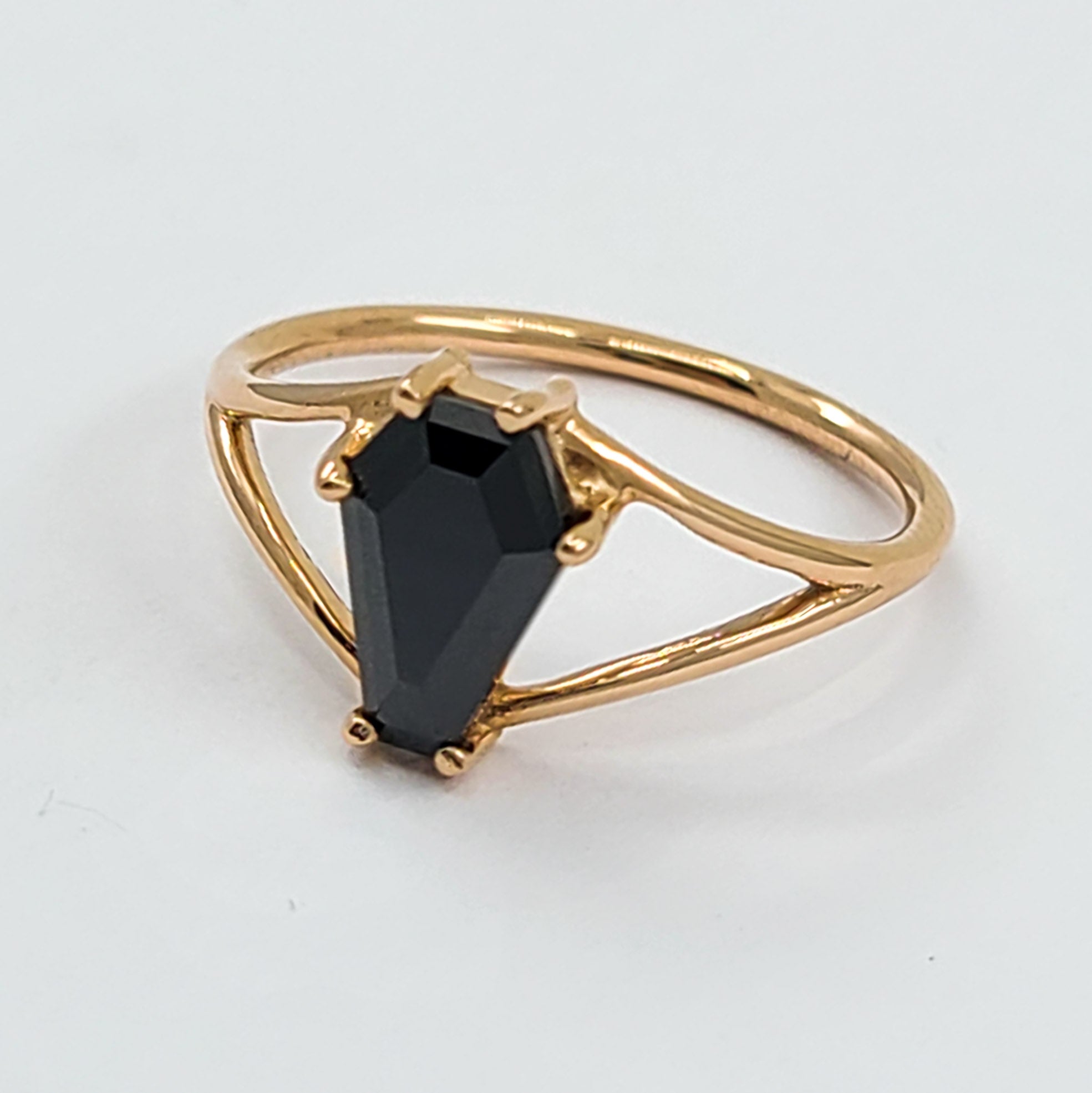 Collection of Black Coffin Rose Gold Engagement Ring (6x9) in a gallery layout