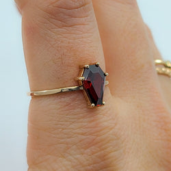 Collection of Blood Red Coffin Ring, 14K Rose Gold Engagement Ring (6x9) in a gallery layout